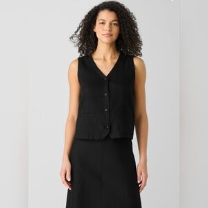 Eileen Fisher Organic Linen in Black Petite Small